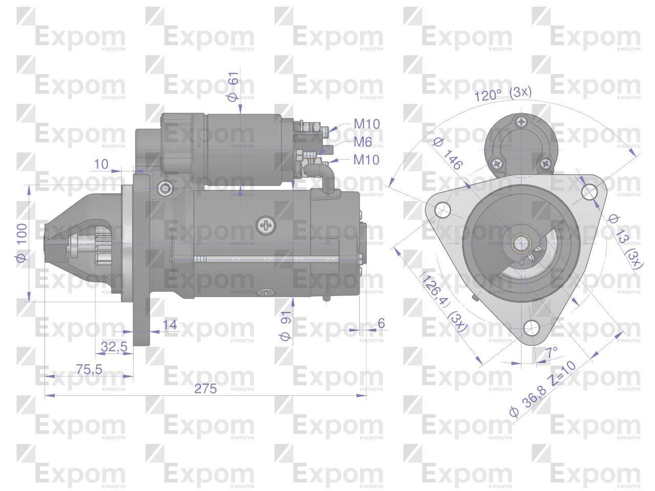 Rozrusznik 24V 3.5 kW AZE4268 Belarus EXPOM KWIDZYN eu MS650EX - zdjęcie 4