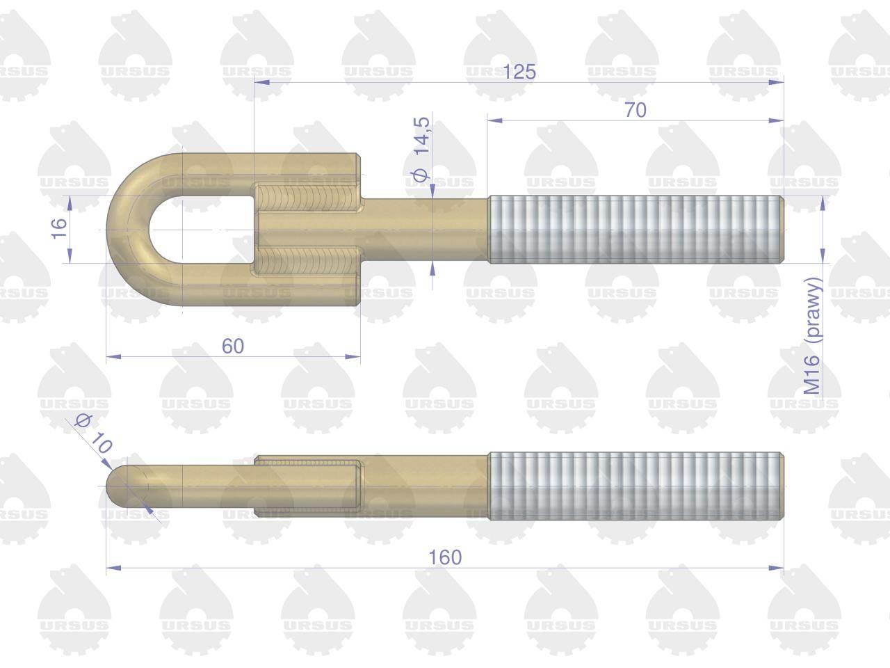 Główka przednia łańcucha bocznego C-330 ORYGINAŁ URSUS 42370520U - zdjęcie 2
