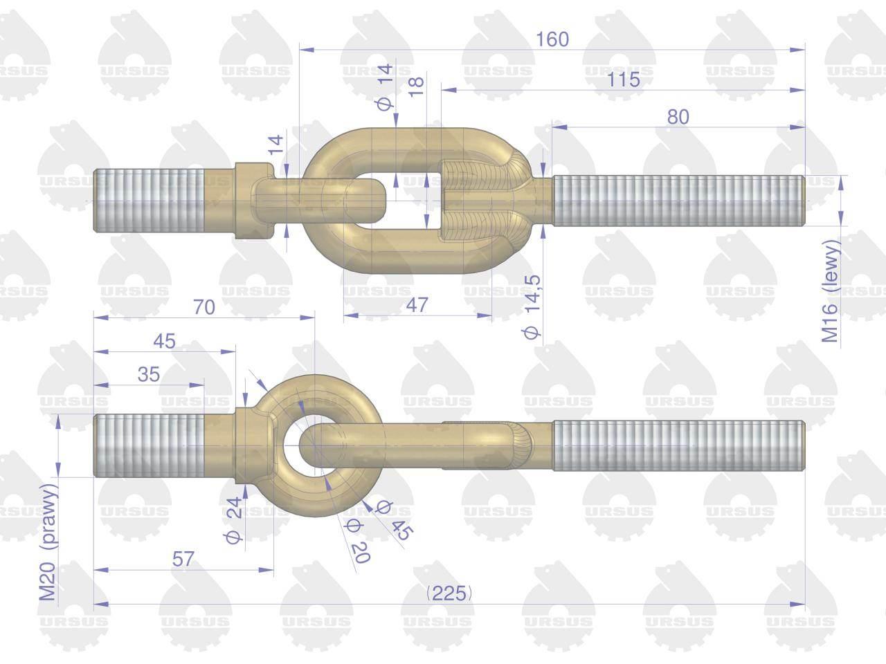 Śruba oczkowa łańcucha bocznego C-360 ORYGINAŁ URSUS 46550510U - zdjęcie 2