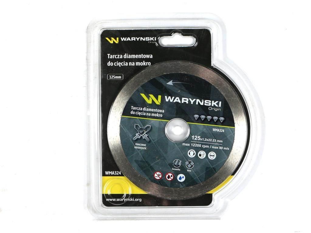 Tarcza diamentowa do cięcia na mokro pełna 125 x 22.23 mm Waryński WMA324