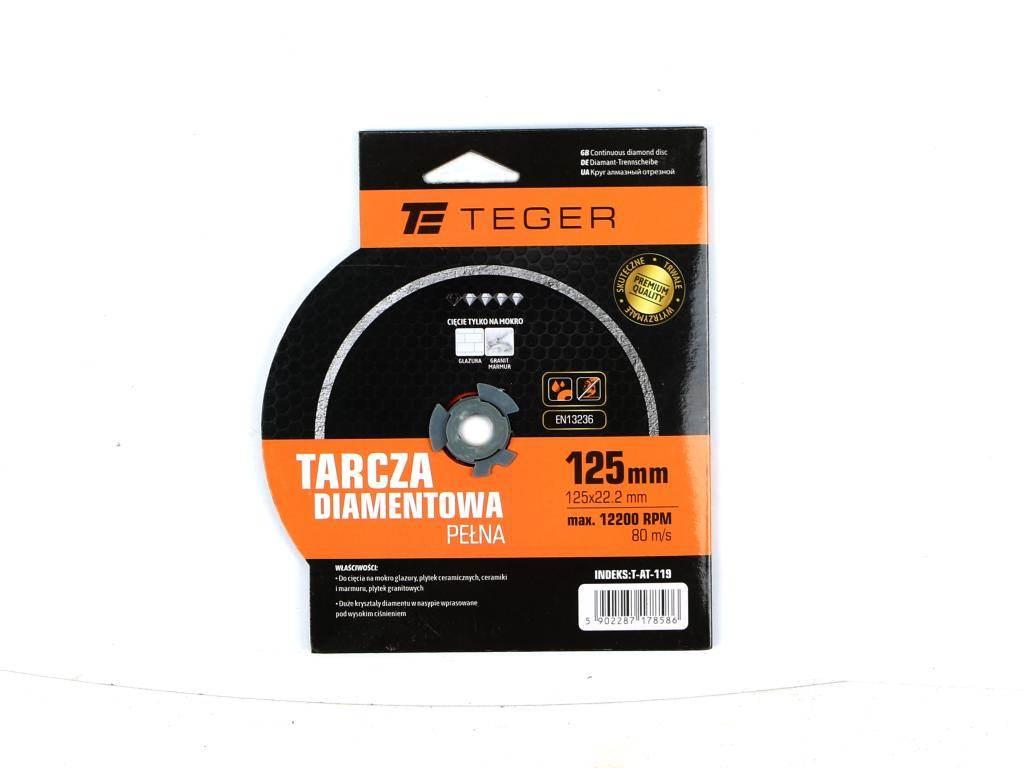 Tarcza diamentowa do cięcia na mokro pełna 125x22.23 mm TEGER T-AT-119 - zdjęcie 2