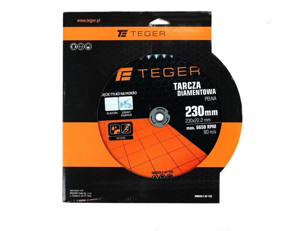 Tarcza diamentowa do cięcia na mokro pełna 230x22.23 mm TEGER T-AT-122
