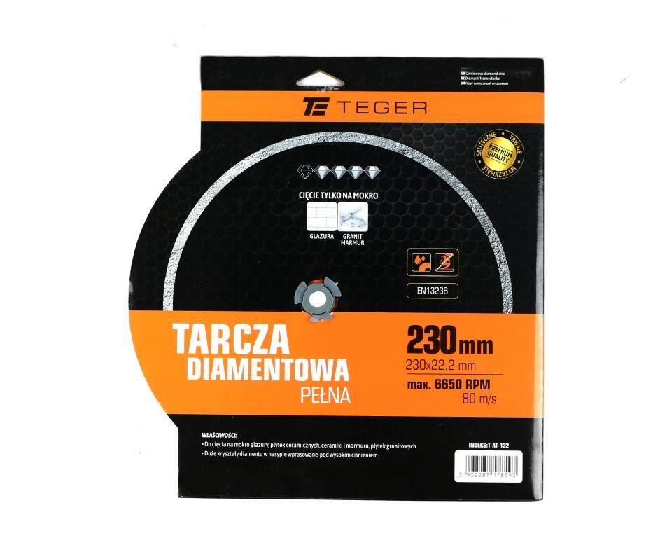 Tarcza diamentowa do cięcia na mokro pełna 230x22.23 mm TEGER T-AT-122 - zdjęcie 2