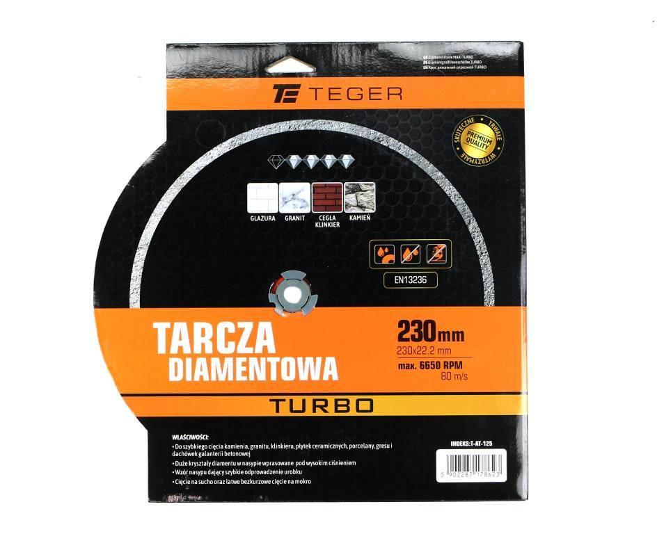 Tarcza diamentowa TURBO 230x22.23 mm TEGER T-AT-125 - zdjęcie 2