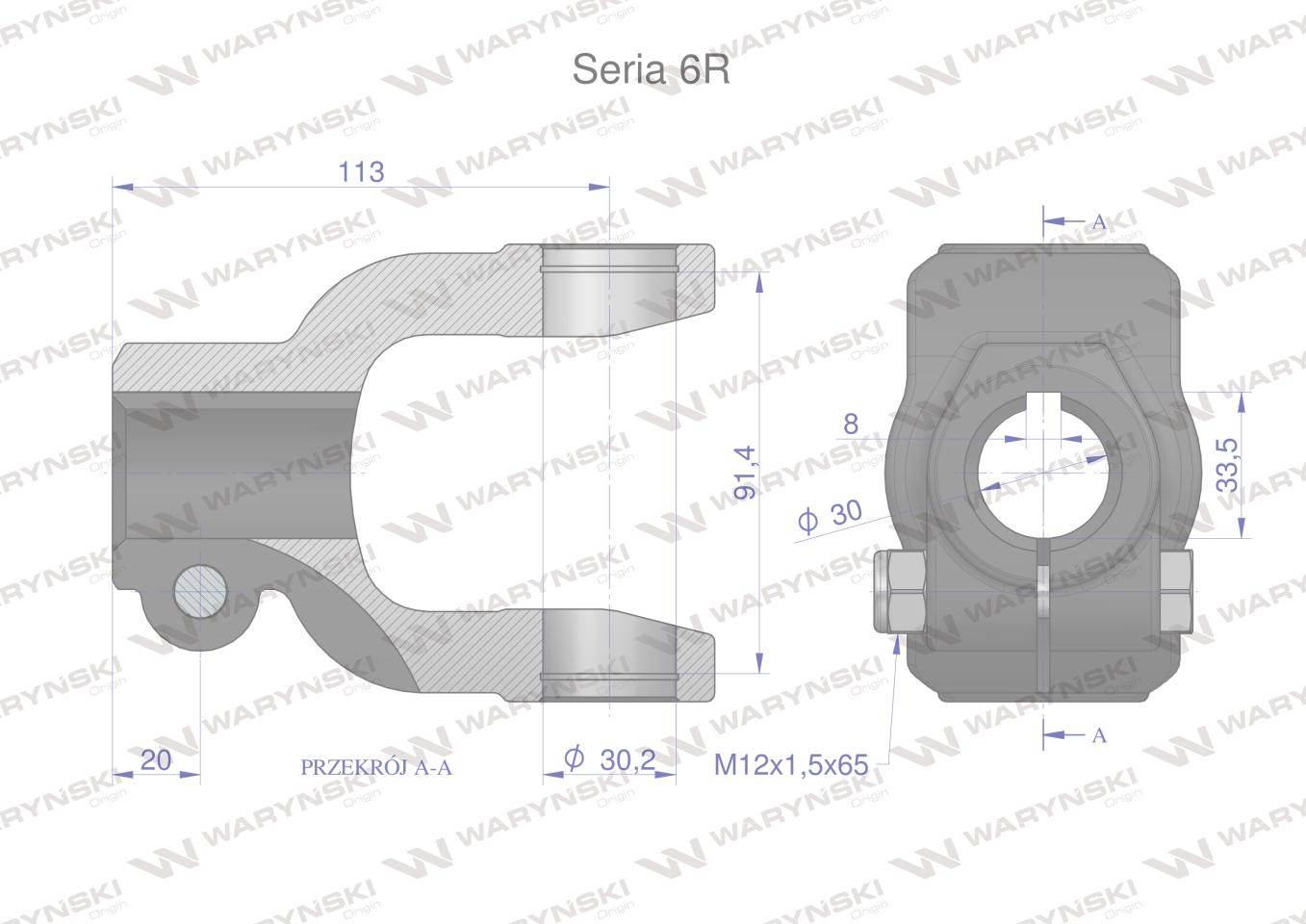 Widłak na wpust 8 śr.otw.30mm - 30.2X91.4 Seria 6R Waryński WR2306030 - zdjęcie 2