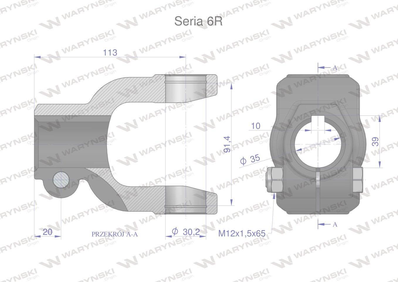 Widłak na wpust 10 śr.otw.35mm - 30.2X91.4 Seria 6R Waryński WR2306035 - zdjęcie 2