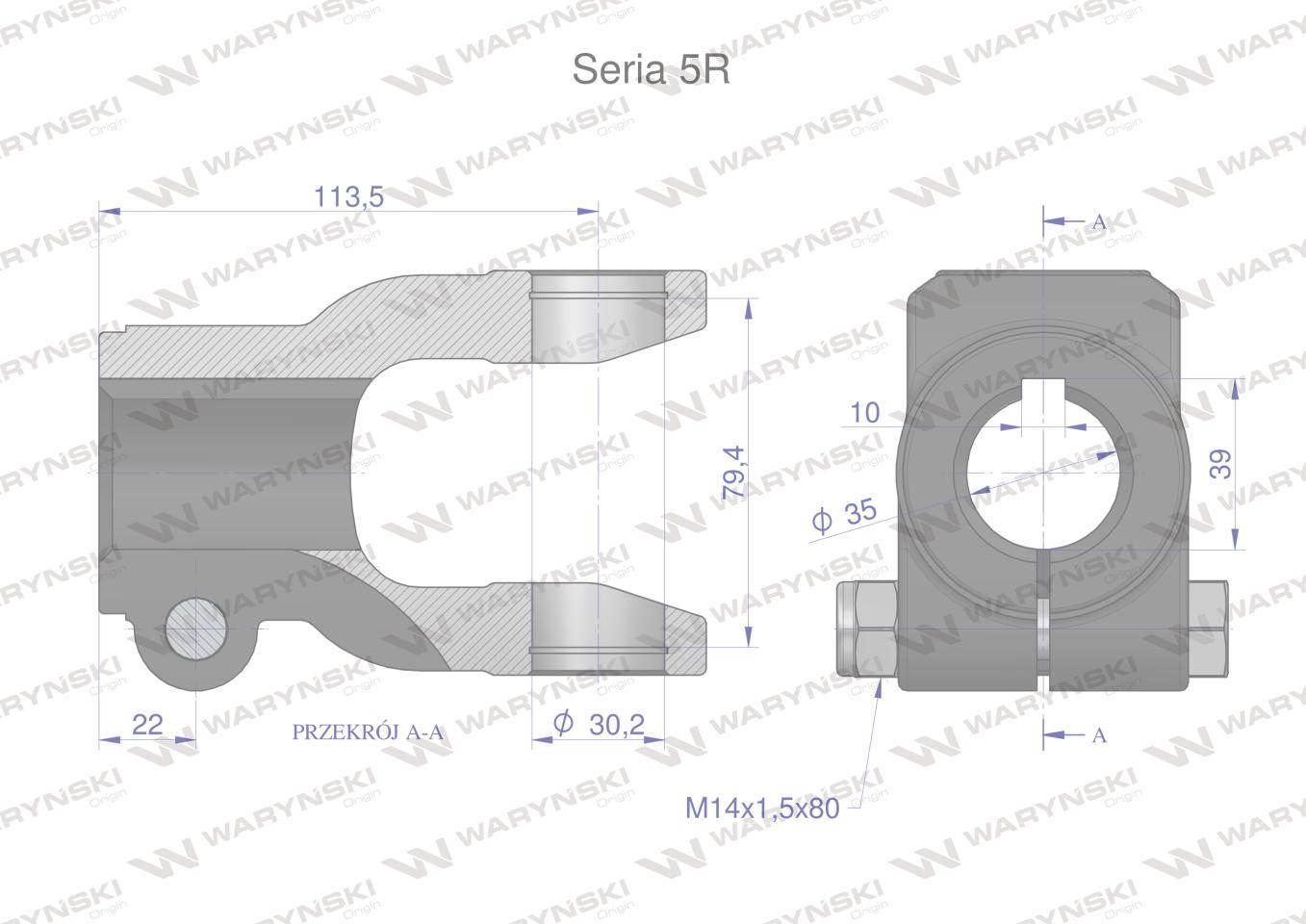 Widłak na wpust 10 śr.otw.35mm - 30.2X79.4 Seria 5R Waryński WR2305035 - zdjęcie 2
