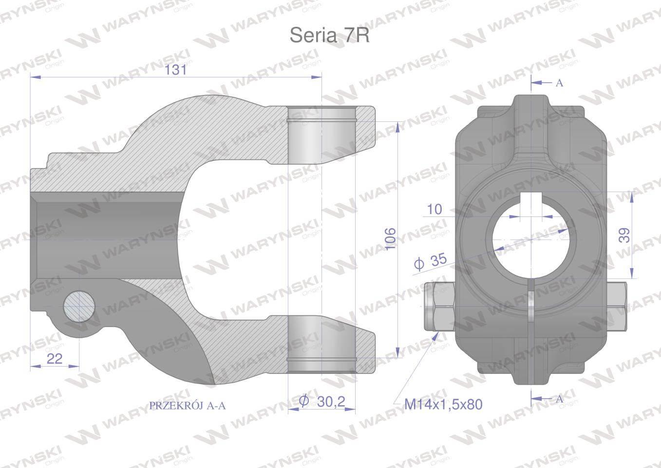 Widłak na wpust 10 śr.otw.35mm - 30.2X106 Seria 7R Waryński WR2307035 - zdjęcie 2