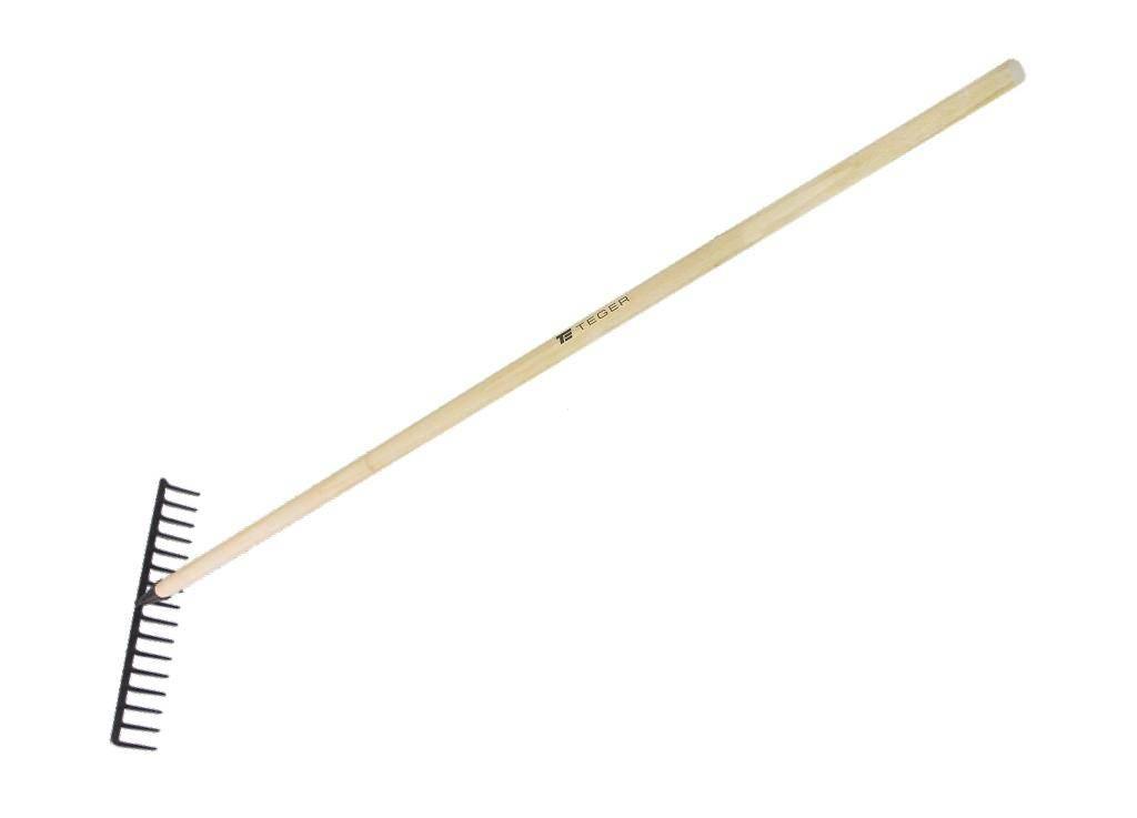 Grabie metalowe 16 zębne na drewnianym trzonku / TEGER T-O-GRAM003