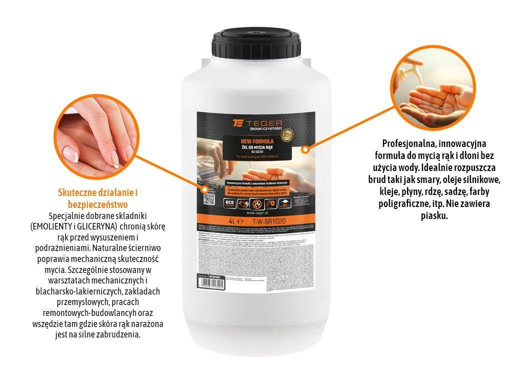 Żel do mycia rąk na sucho NEW FORMULA 4l / TEGER T-W-SR1020 - zdjęcie 2