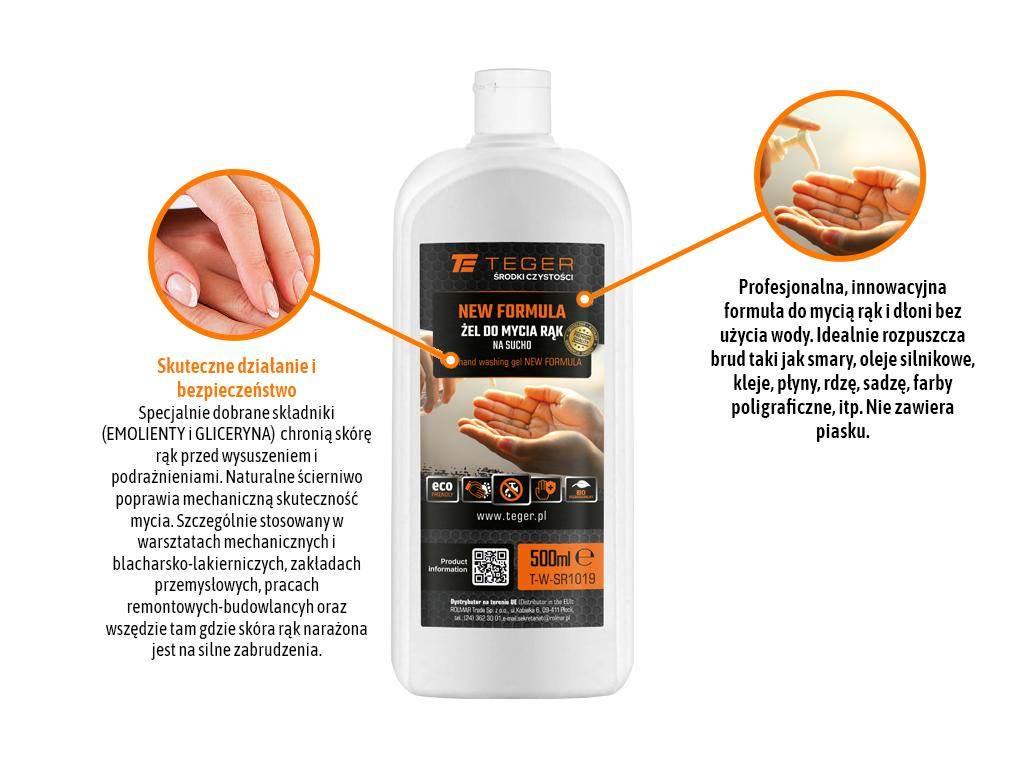 Żel do mycia rąk na sucho NEW FORMULA 500ml / TEGER T-W-SR1019 - zdjęcie 2