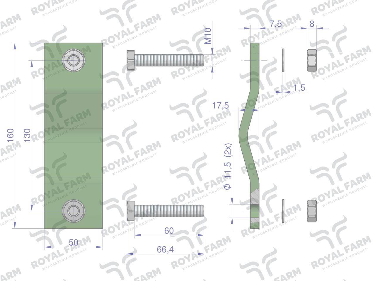 Obejma kompletna poidła 50x8 RF-20908101 RF-20908106 ROYAL FARM 5szt - zdjęcie 2