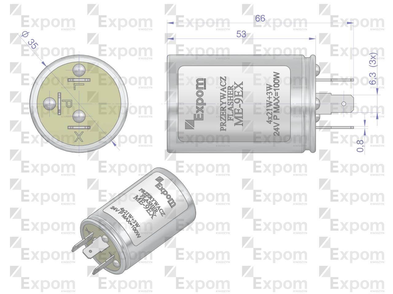 Przerywacz kierunkowskazów ME-9 24V EXPOM KWIDZYN eu ME-9EX - zdjęcie 3