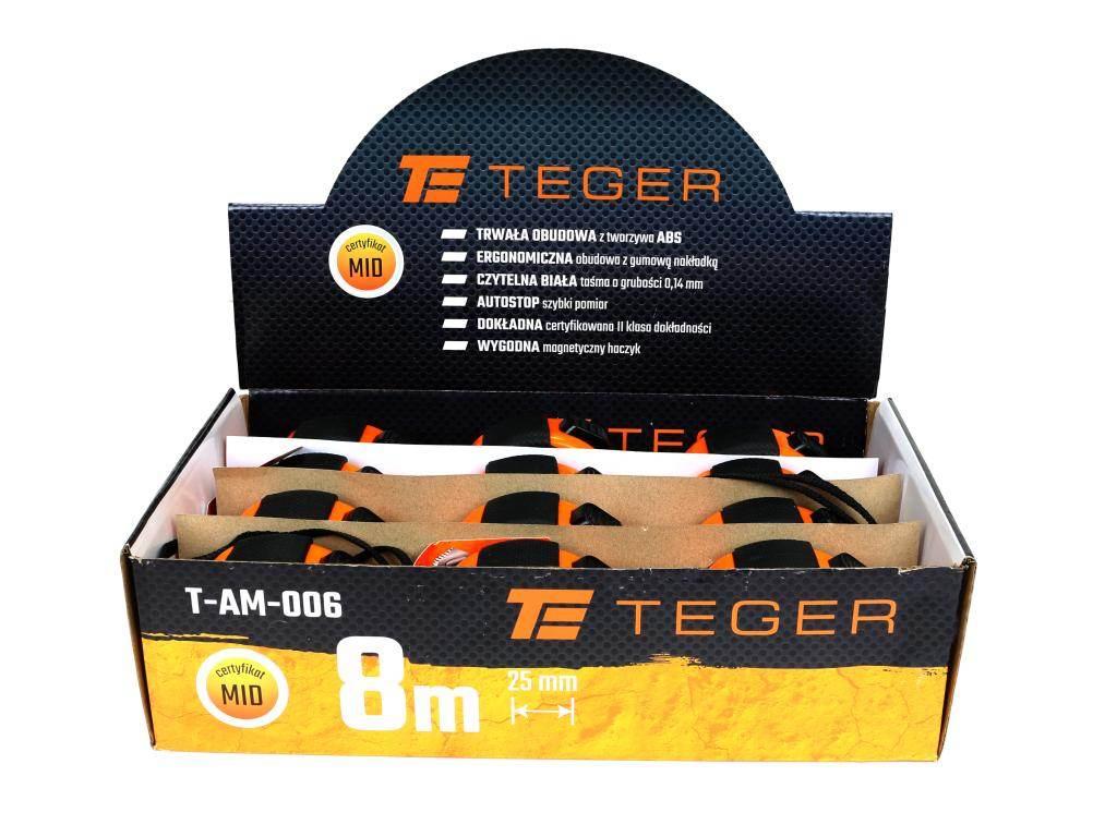 Miara stalowa rozwijana 8m 25mm TEGER T-AM-006 - zdjęcie 2
