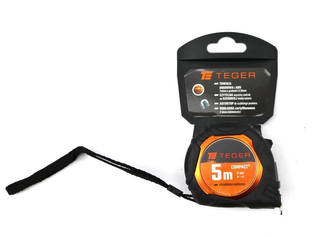 Miara stalowa rozwijana kompaktowa 5m 27mm grubość taśmy 0,16mm TEGER - zdjęcie 2