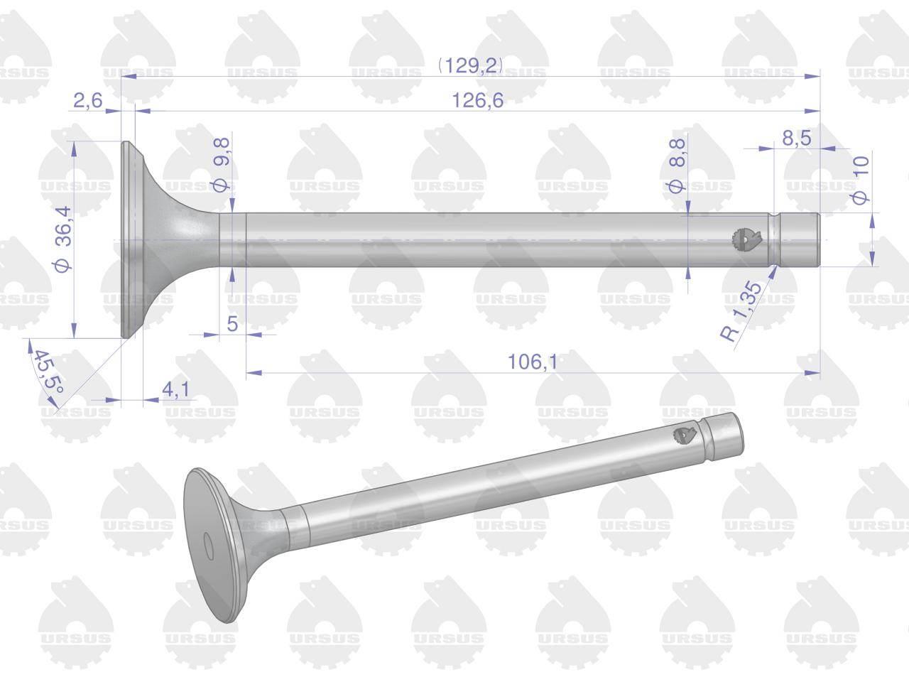 Zawór wydechowy do Zetora ORYGINAŁ URSUS 4szt 69010554U - zdjęcie 4