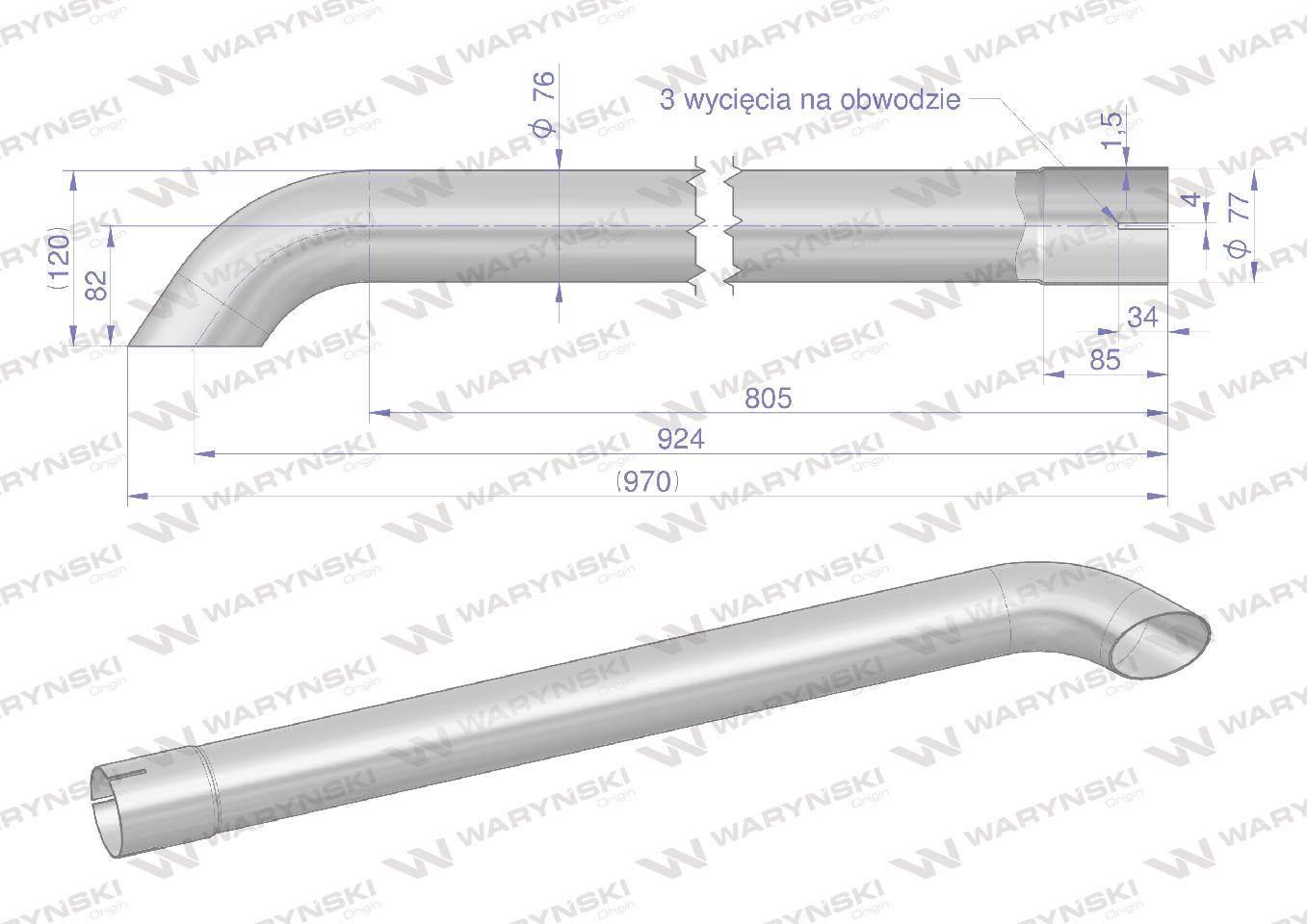 Rura wylotowa do tłumika A184475 inox WARYŃSKI A189049IW - zdjęcie 2