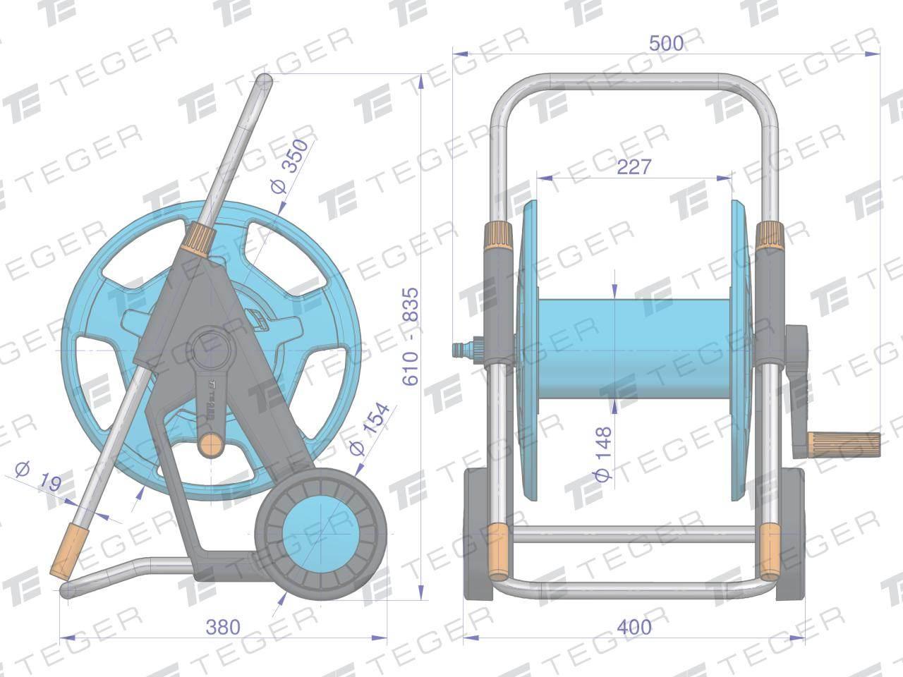Zestaw ogrodowy 1/2" (wąż 20m. zestaw natryskowy. pistolet. wózek na wąż) / - zdjęcie 3