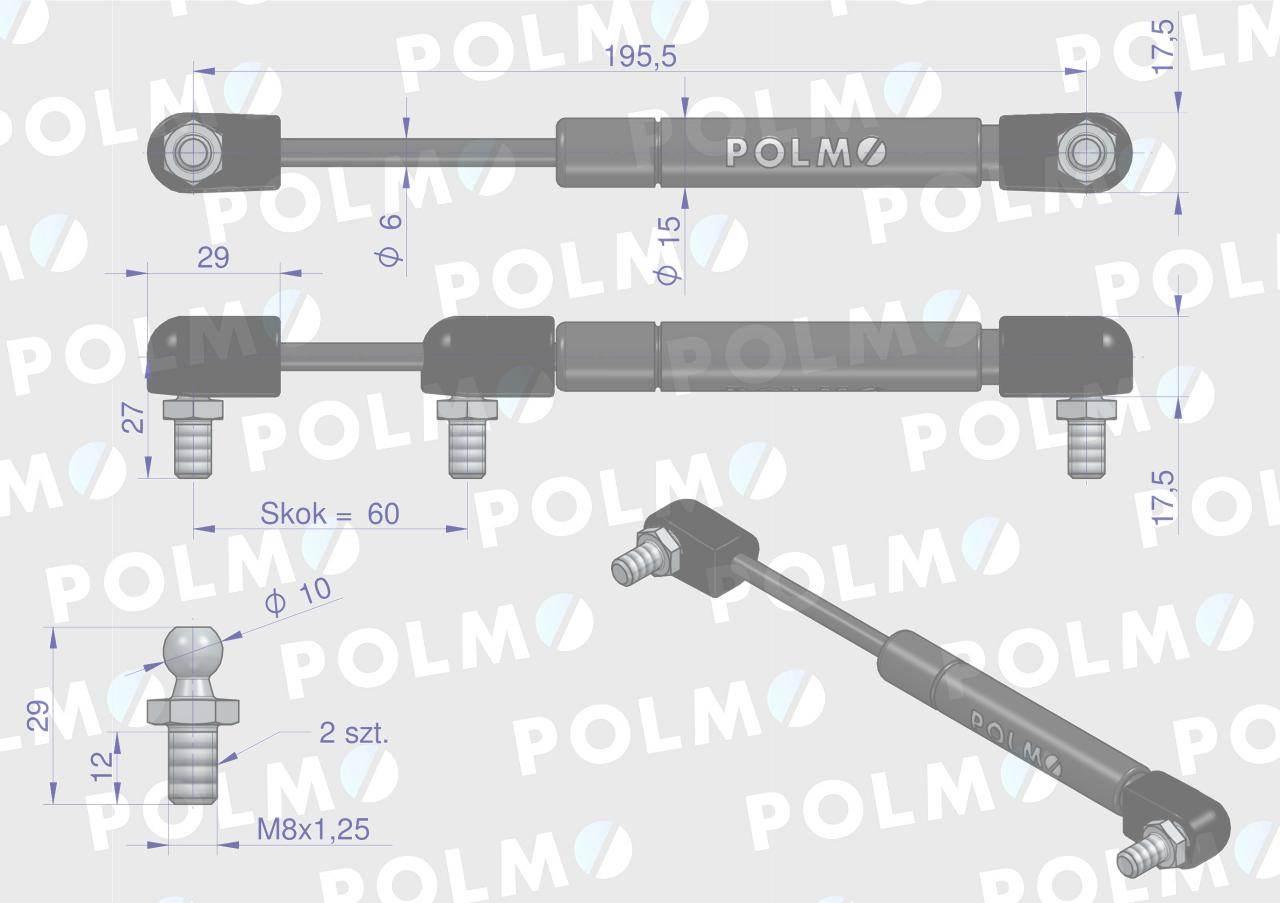 Siłownik dachu 16367958 pasuje do Zetora Proxima Forterra POLMO 16367958P - zdjęcie 2