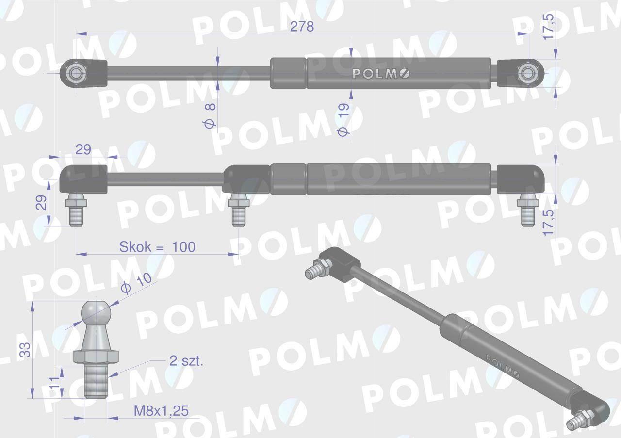 Siłownik dachu 53369911 pasuje do Zetora Proxima Forterra POLMO 53369911P - zdjęcie 2