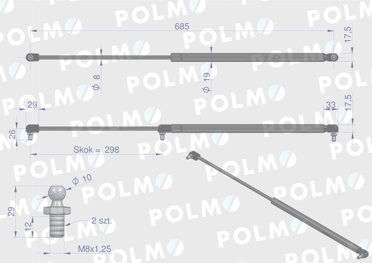 Siłownik dachu 53369912 pasuje do Zetora Proxima Forterra POLMO 53369912P - zdjęcie 2