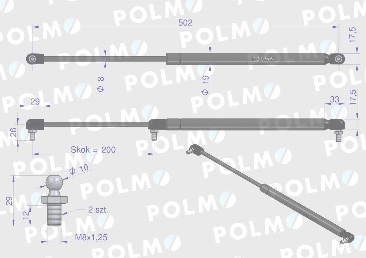 Siłownik dachu 3027294M1 pasuje do Massey Ferguson POLMO 3027294M1P - zdjęcie 2