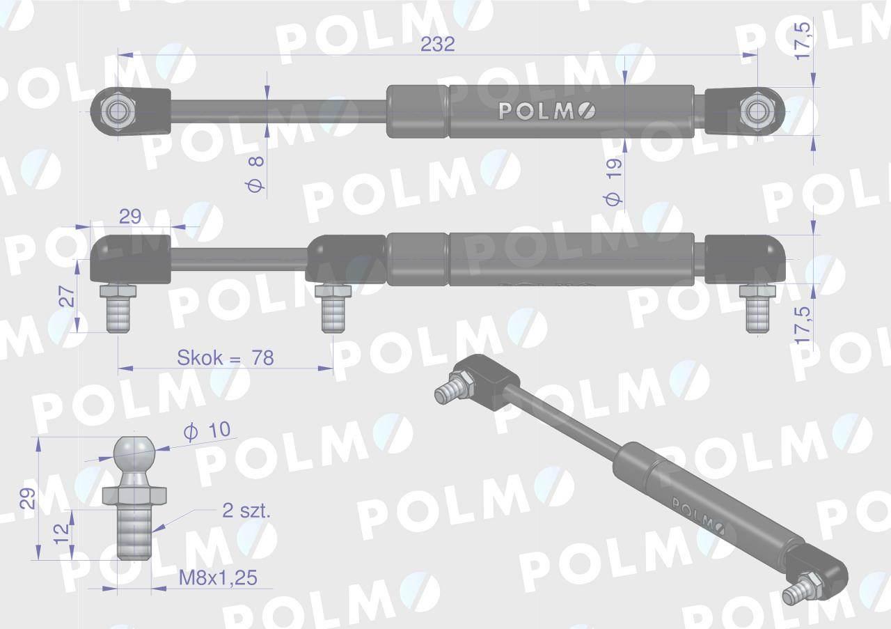 Siłownik dachu 64014593 pasuje do Ursus C-385 i Massey Ferguson POLMO - zdjęcie 2