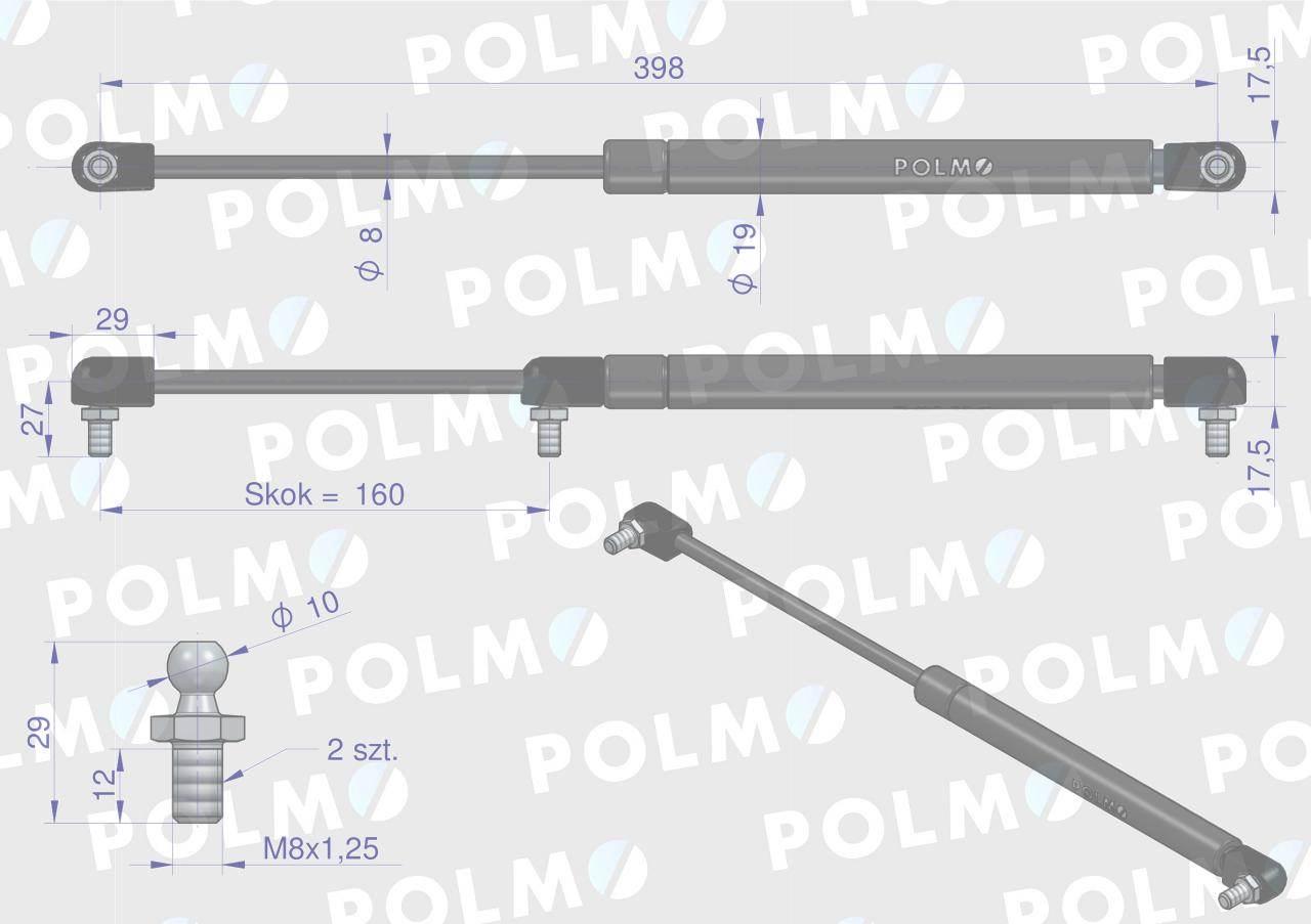 Siłownik dachu 88368200 pasuje do Ursus C-385 POLMO 88368200P - zdjęcie 2