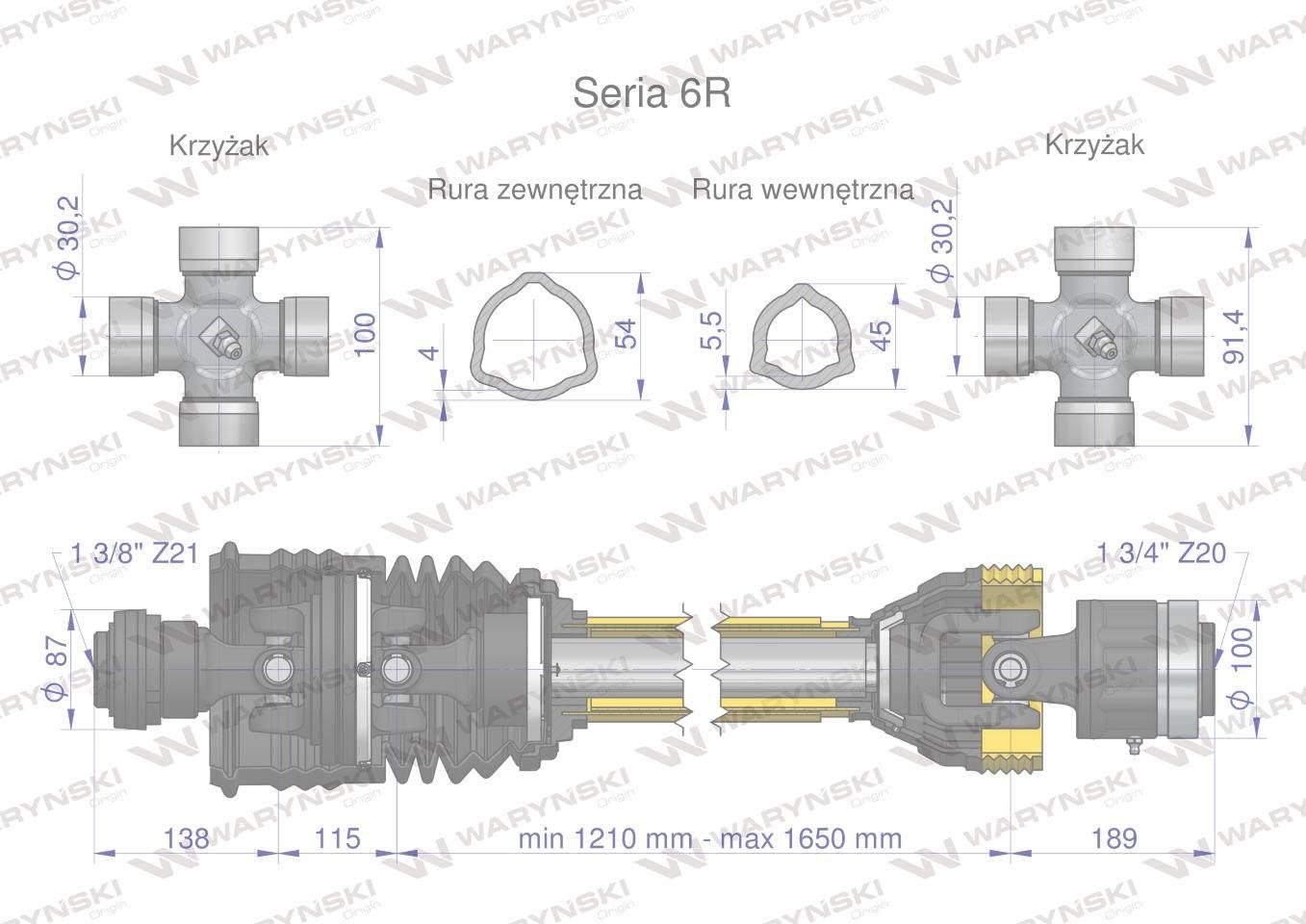 Wał przegubowo-teleskopowy 1510-2130mm 830Nm szerokokątny Z21 dr.str. sprzę - zdjęcie 3