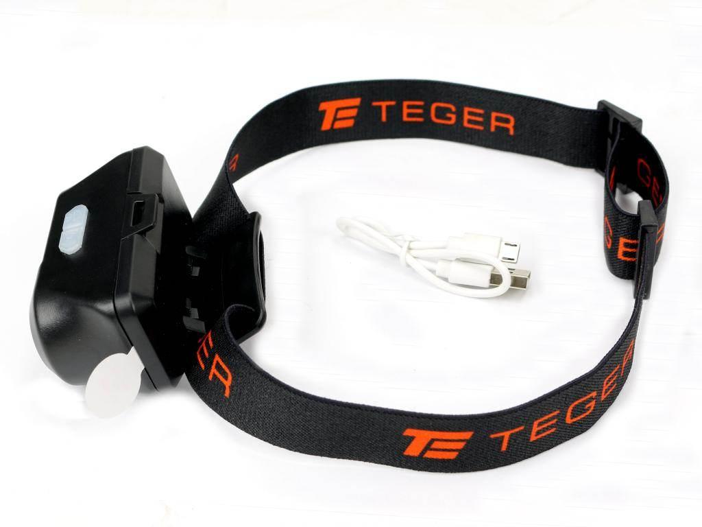 Latarka czołówka LED COB 200 Lm z czujnikiem ruchu USB Teger T-LED-0081 - zdjęcie 2