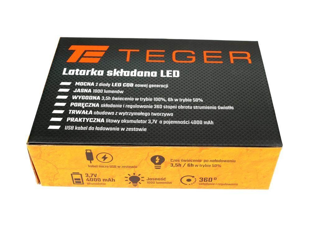 Latarka warsztatowa składana LED COB ład USB Teger T-LED-0086 - zdjęcie 3