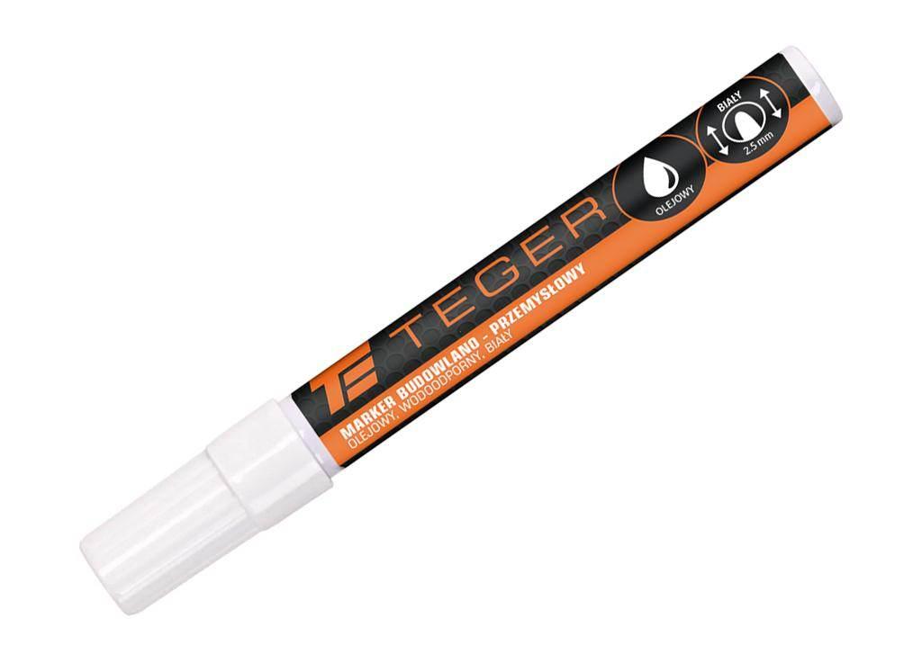 Marker budowlano - przemysłowy - biały (końcówka okrągła 2.5 mm. tusz biały