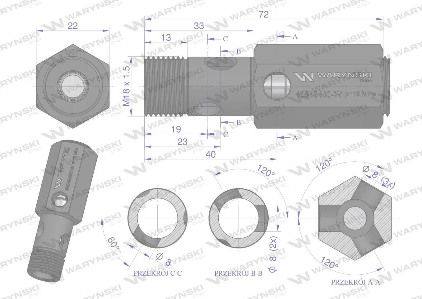 Zawór bezpieczeństwa cylindra hydraulicznego do C-360 WARYŃSKI 46548450-W - zdjęcie 3