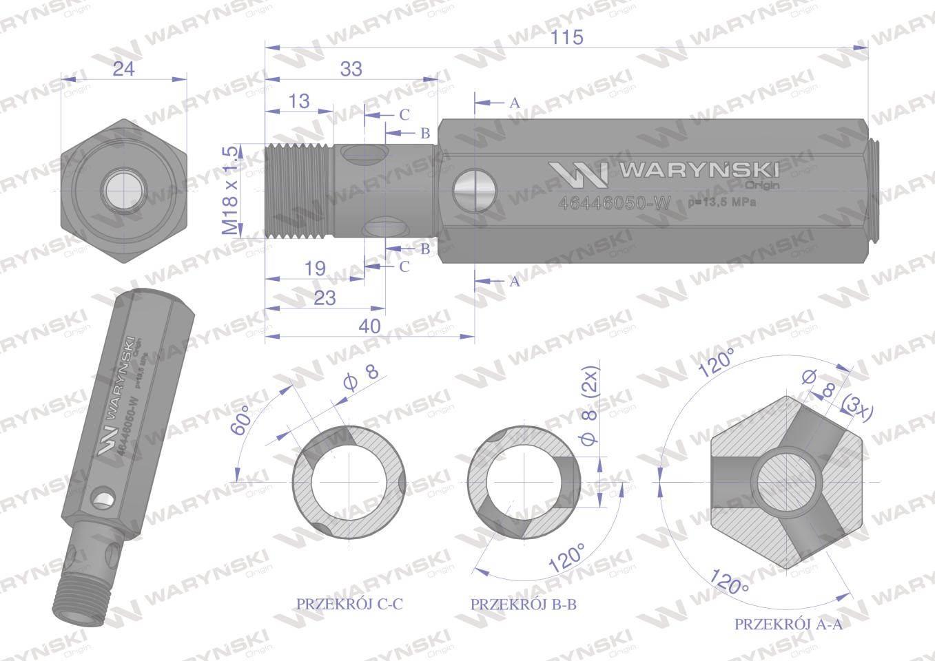 Zawór bezpieczeństwa do pompy hydraulicznej do C-360 (żeliwnej) WARYŃSKI - zdjęcie 3