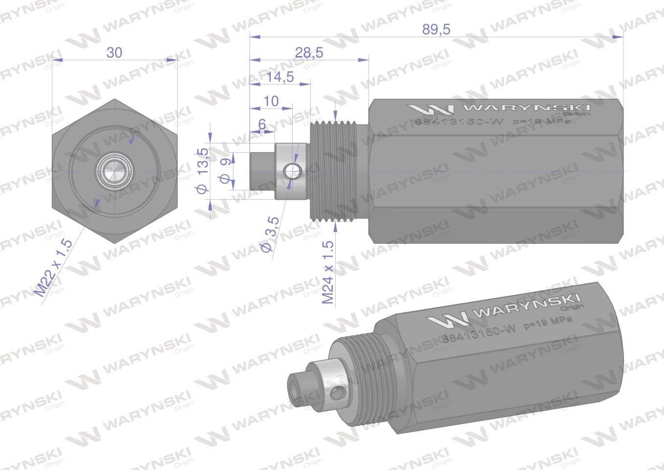 Zawór bezpieczeństwa cylindra hydraulicznego do C-385 WARYŃSKI 88413150-W - zdjęcie 3