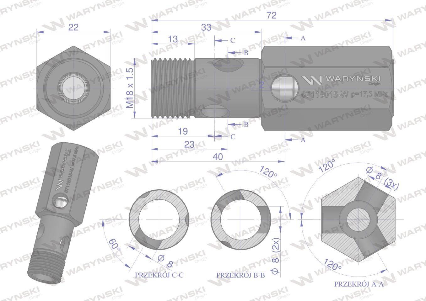 Zawór bezpieczeństwa cylindra do Zetora WARYŃSKI 67118015-W - zdjęcie 3