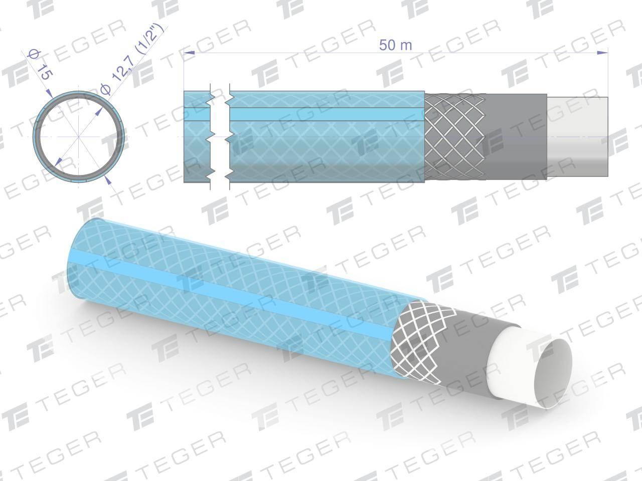 Wąż ogrodowy "STANDARD PLUS" FI 1/2". 50m / TEGER T-O-NWO12ST-50 - zdjęcie 3