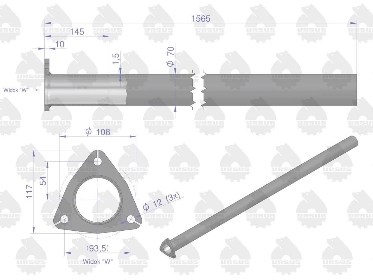 Rura Tłumika C-385 Turbo prosta ORYGINAŁ URSUS 89014040RPU - zdjęcie 3