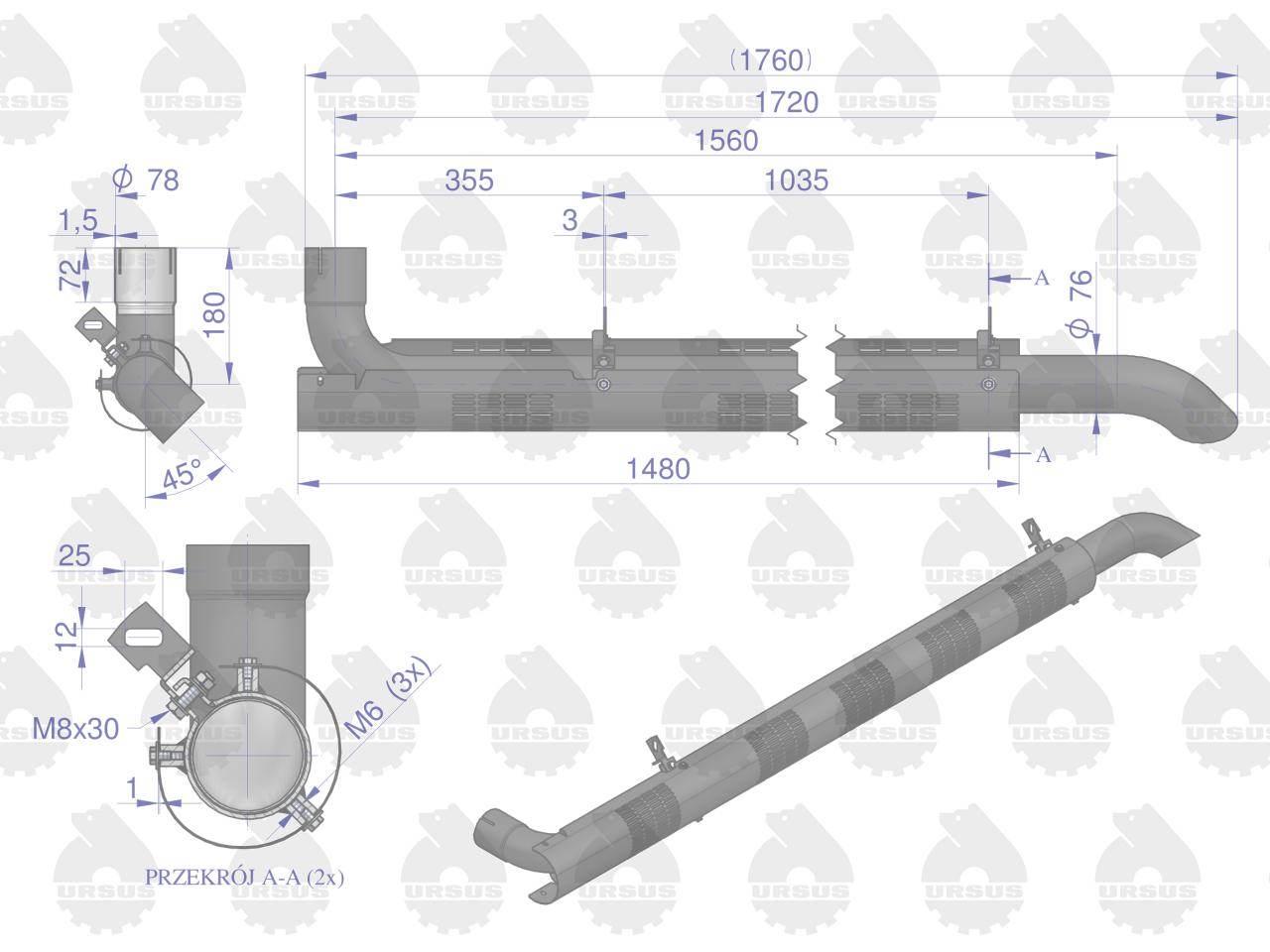 Rura Tłumik kpl AL164277W WARYŃSKI AL155688KPLW - zdjęcie 3