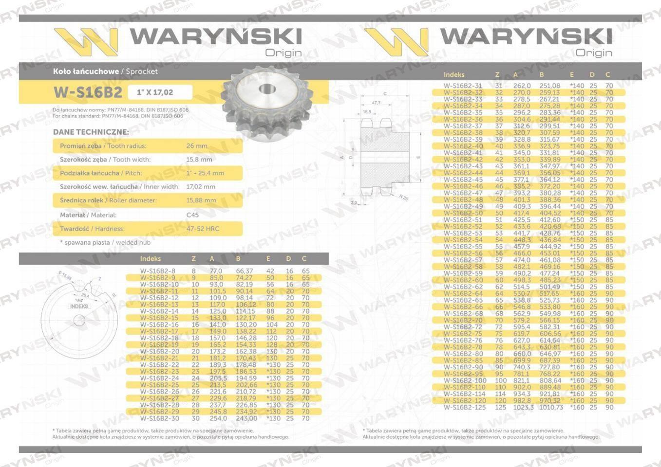 Koło zębate hartowane z kołnierzem 16B-2 (R2 1) Z-13 Waryński W-S16B2-13 - zdjęcie 3