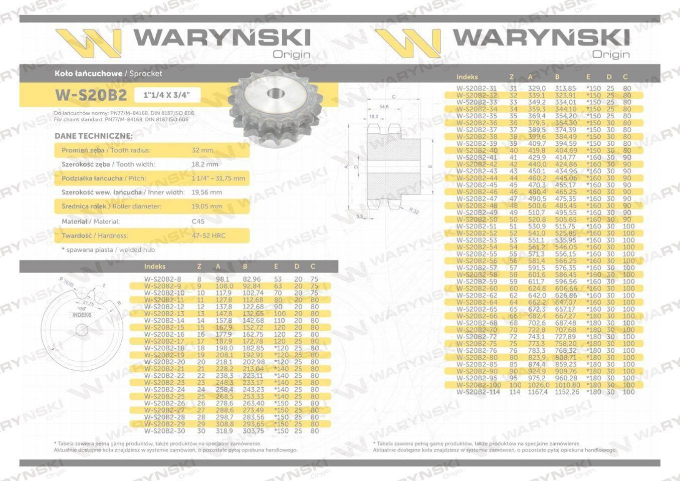 Koło zębate hartowane z kołnierzem 20B-2 (R2 1.1/4) Z-17 Waryński - zdjęcie 3