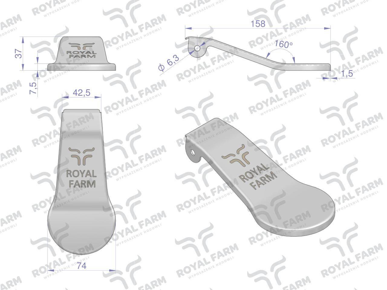 Język ze stali nierdzewnej poidła RF-20909015 RF-20909025 ROYAL FARM - zdjęcie 2