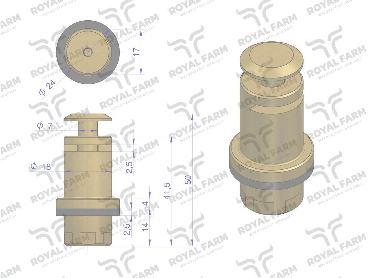 Zawór kompletny poidła RF-20909015 RF-20909025 ROYAL FARM 10szt - zdjęcie 2