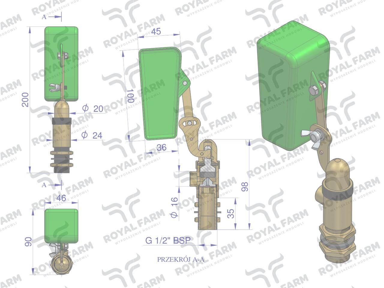 Pływak kompletny poidła RF-20909180 ROYAL FARM RF-20909180.101 - zdjęcie 2