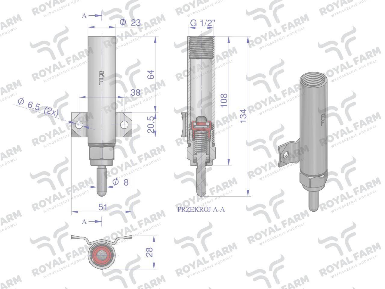 Smoczek do poideł żeliwnych ROYAL FARM RF-20903001.101 - zdjęcie 2