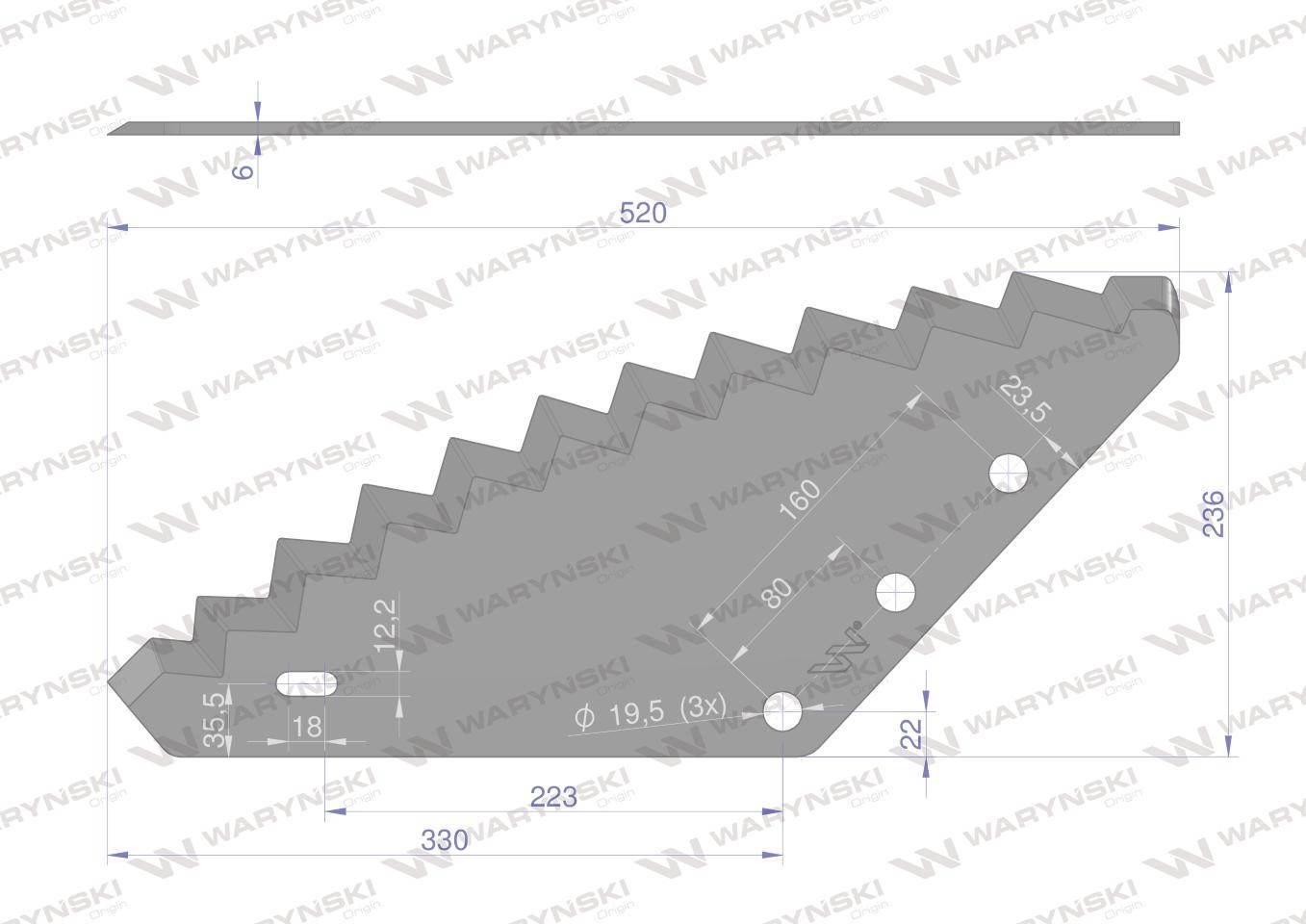 Nóż paszowozu uniwersalny otwór 19.5 mm Waryński W-9010111 - zdjęcie 2