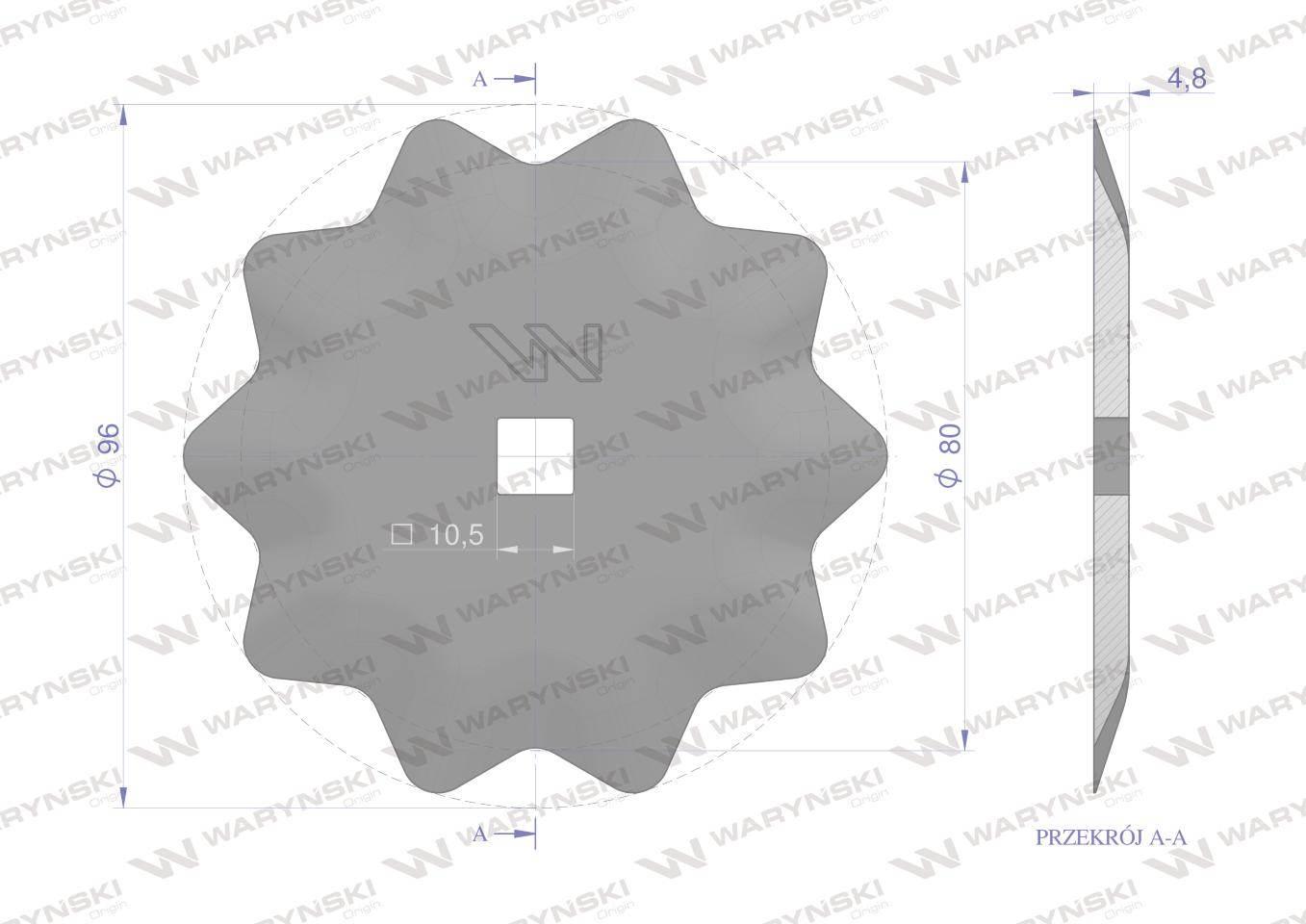 Nóż paszowozu okrągły (gwiazdka) 96x5 mm zastosowanie do Luclar Waryński 10 - zdjęcie 2