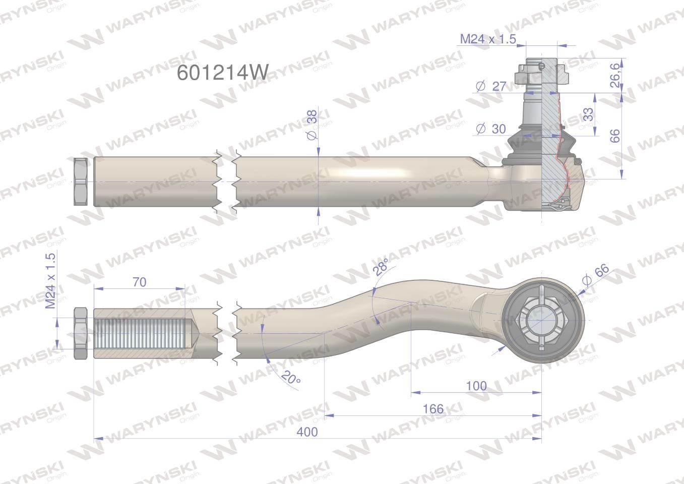 Przegub układu kierowniczego Manitou 601214 Waryński 601214W - zdjęcie 3