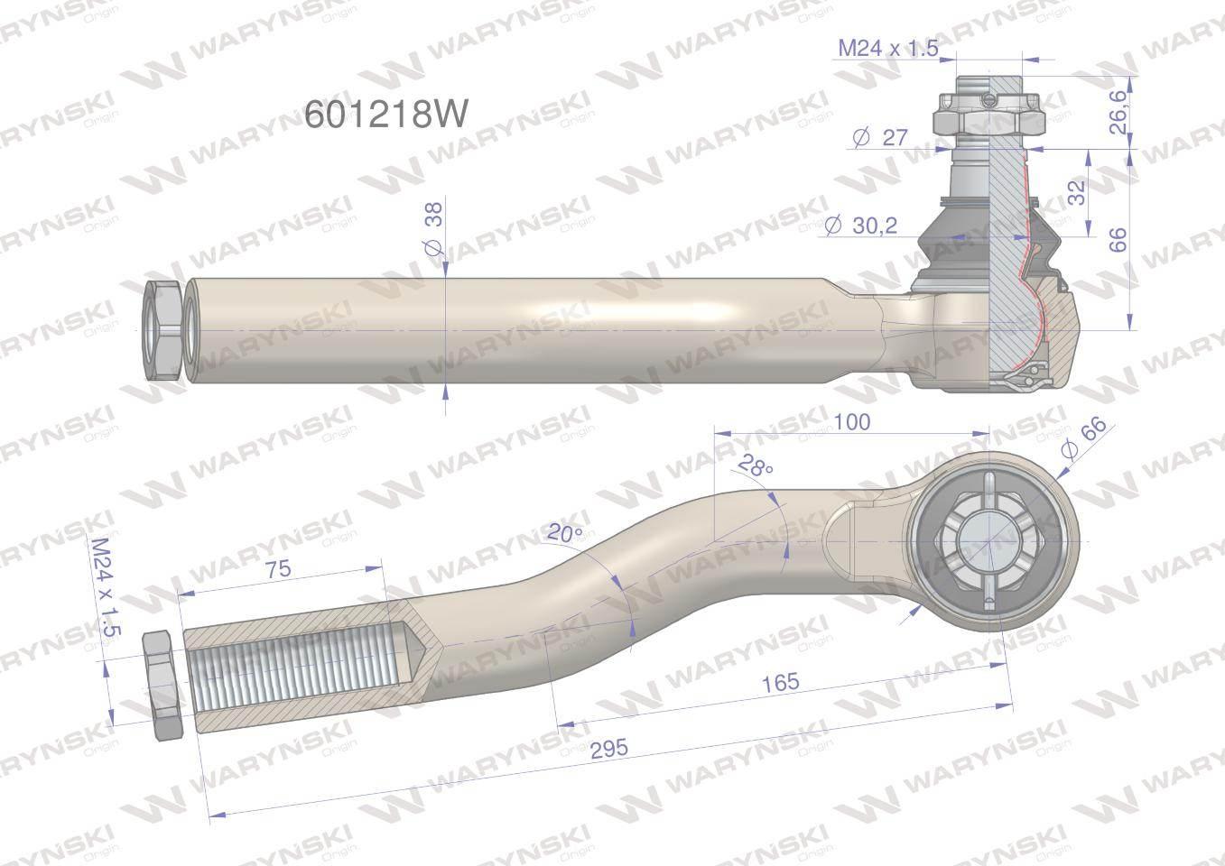Przegub układu kierowniczego Manitou 601218 Waryński 601218W - zdjęcie 3