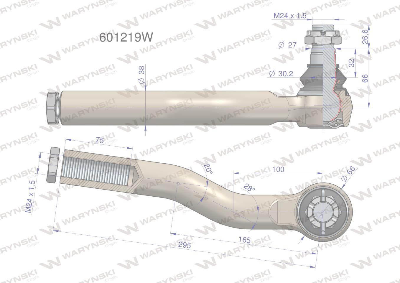 Przegub układu kierowniczego Manitou 601219 Waryński 601219W - zdjęcie 3